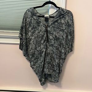 Bay-sleeve Grey top with zipper